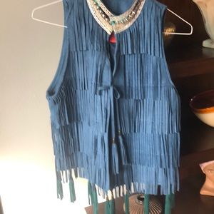 Suede fringed vest